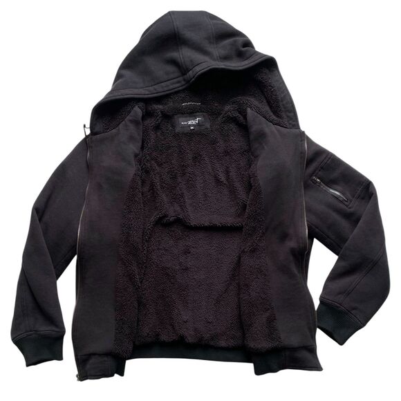 Mens Black Rivet Jacket Sweatshirt Heavyweight Full Zip Lined Hoodie Size XXL - Picture 3 of 4